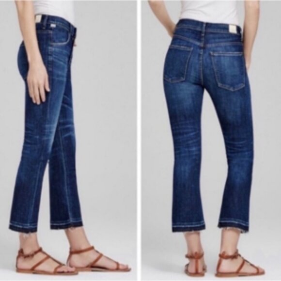 Citizens of Humanity High Rise Cropped Flare Jean Raw Hem Medium Wash Size 26 - Picture 11 of 11